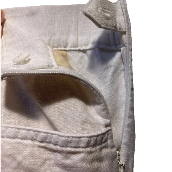 J. Jill Love Linen White Wide-Leg Pants Elastic Back Waist with Side Zip - Picture 3 of 6